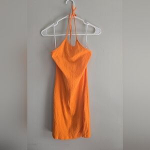 Bright Orange Halter Dress